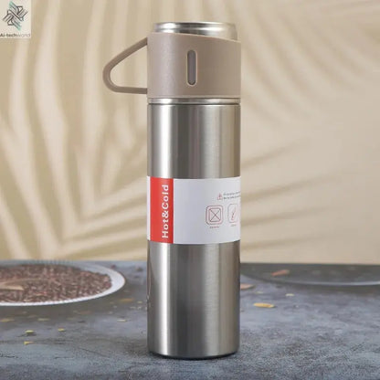 500ML Stainless Steel Vacuum Flask Gift Set Office Business Style Thermos Bottle Outdoor Hot Water Thermal Insulation Couple Cup Ai-TechWorld 