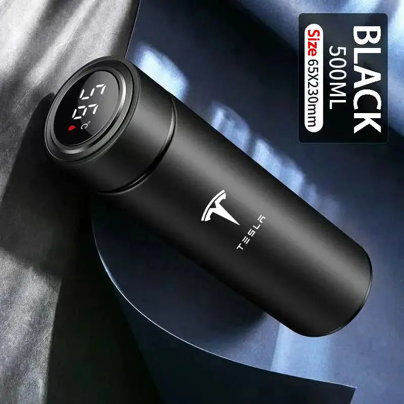 500ML Temperature Display Thermos Cup For Tesla Model 3 Model S Model X Model Y Roadster SpaceX Tesla Logo Car Thermos Bottle Ai-TechWorld 