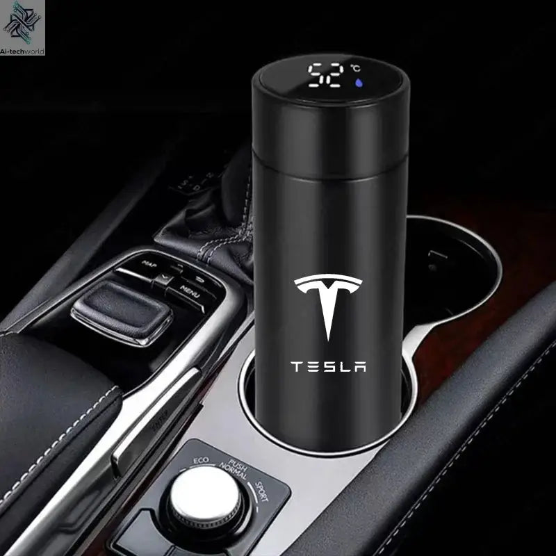 500ML Temperature Display Thermos Cup For Tesla Model 3 Model S Model X Model Y Roadster SpaceX Tesla Logo Car Thermos Bottle Ai-TechWorld 