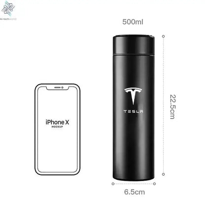 500ML Temperature Display Thermos Cup For Tesla Model 3 Model S Model X Model Y Roadster SpaceX Tesla Logo Car Thermos Bottle Ai-TechWorld 