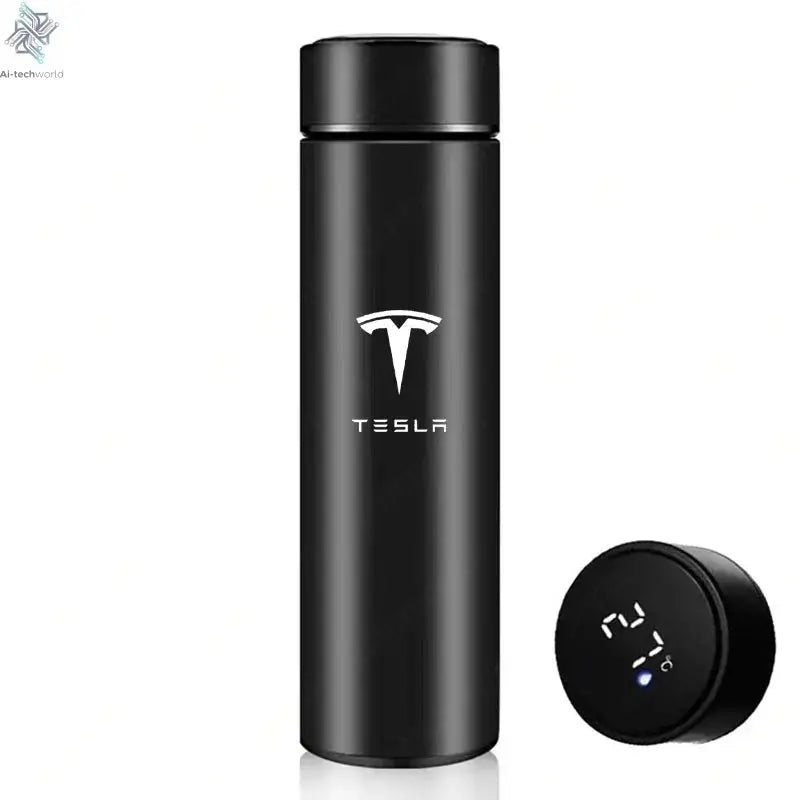 500ML Temperature Display Thermos Cup For Tesla Model 3 Model S Model X Model Y Roadster SpaceX Tesla Logo Car Thermos Bottle Ai-TechWorld 