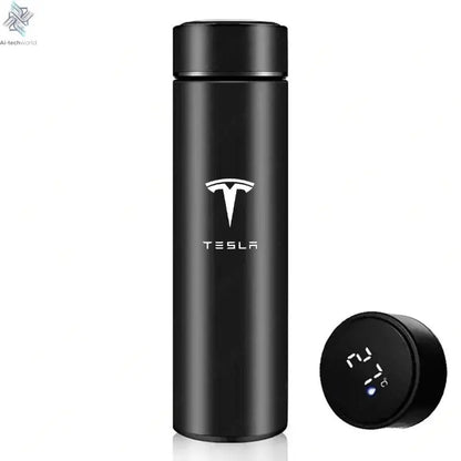 500ML Temperature Display Thermos Cup For Tesla Model 3 Model S Model X Model Y Roadster SpaceX Tesla Logo Car Thermos Bottle Ai-TechWorld 