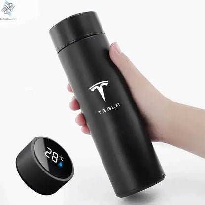 500ML Temperature Display Thermos Cup For Tesla Model 3 Model S Model X Model Y Roadster SpaceX Tesla Logo Car Thermos Bottle Ai-TechWorld 