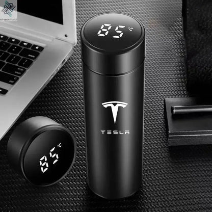 500ML Temperature Display Thermos Cup For Tesla Model 3 Model S Model X Model Y Roadster SpaceX Tesla Logo Car Thermos Bottle Ai-TechWorld 