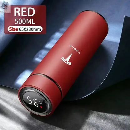 500ML Temperature Display Thermos Cup For Tesla Model 3 Model S Model X Model Y Roadster SpaceX Tesla Logo Car Thermos Bottle Ai-TechWorld 