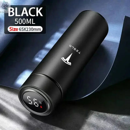 500ML Temperature Display Thermos Cup For Tesla Model 3 Model S Model X Model Y Roadster SpaceX Tesla Logo Car Thermos Bottle Ai-TechWorld 