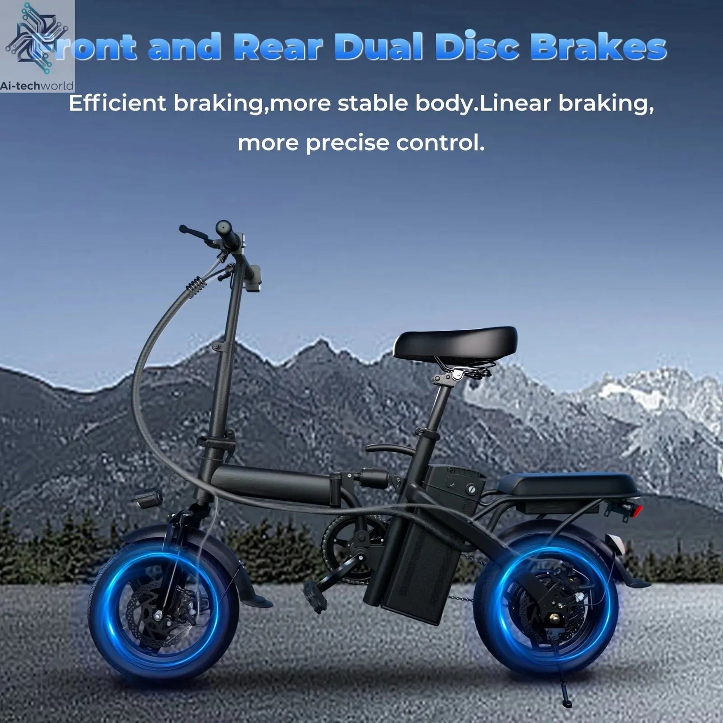 500W Adult Folding Electric Bike – 14" Compact Frame, 20 MPH - Ai - TechWorld