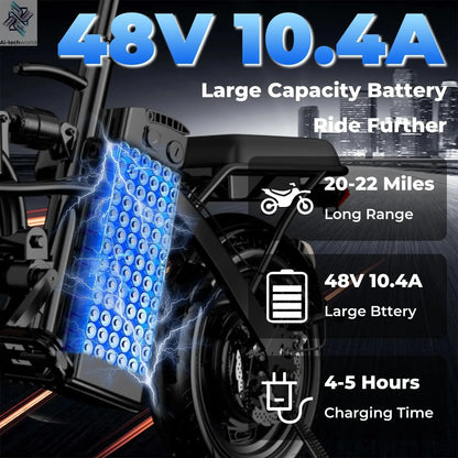 500W Adult Folding Electric Bike – 14" Compact Frame, 20 MPH - Ai - TechWorld