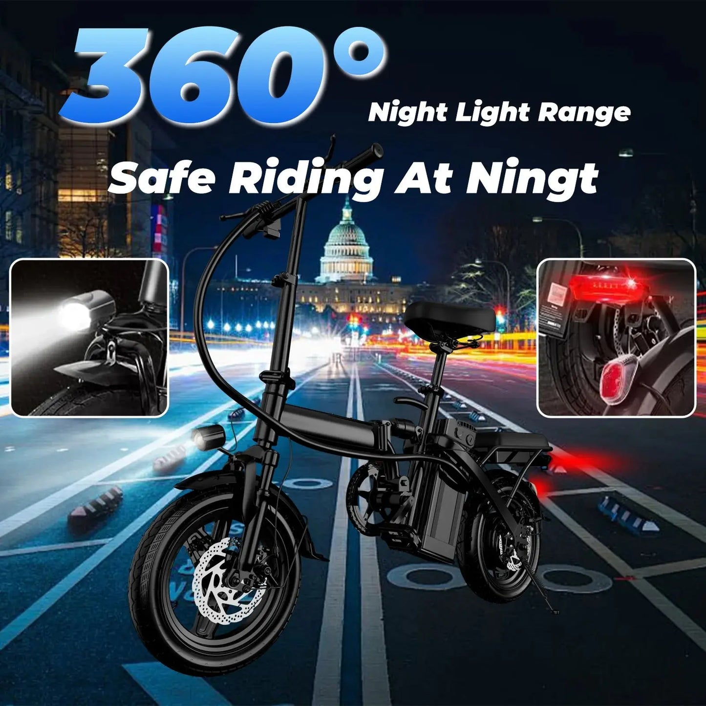 500W Adult Folding Electric Bike – 14" Compact Frame, 20 MPH - Ai - TechWorld