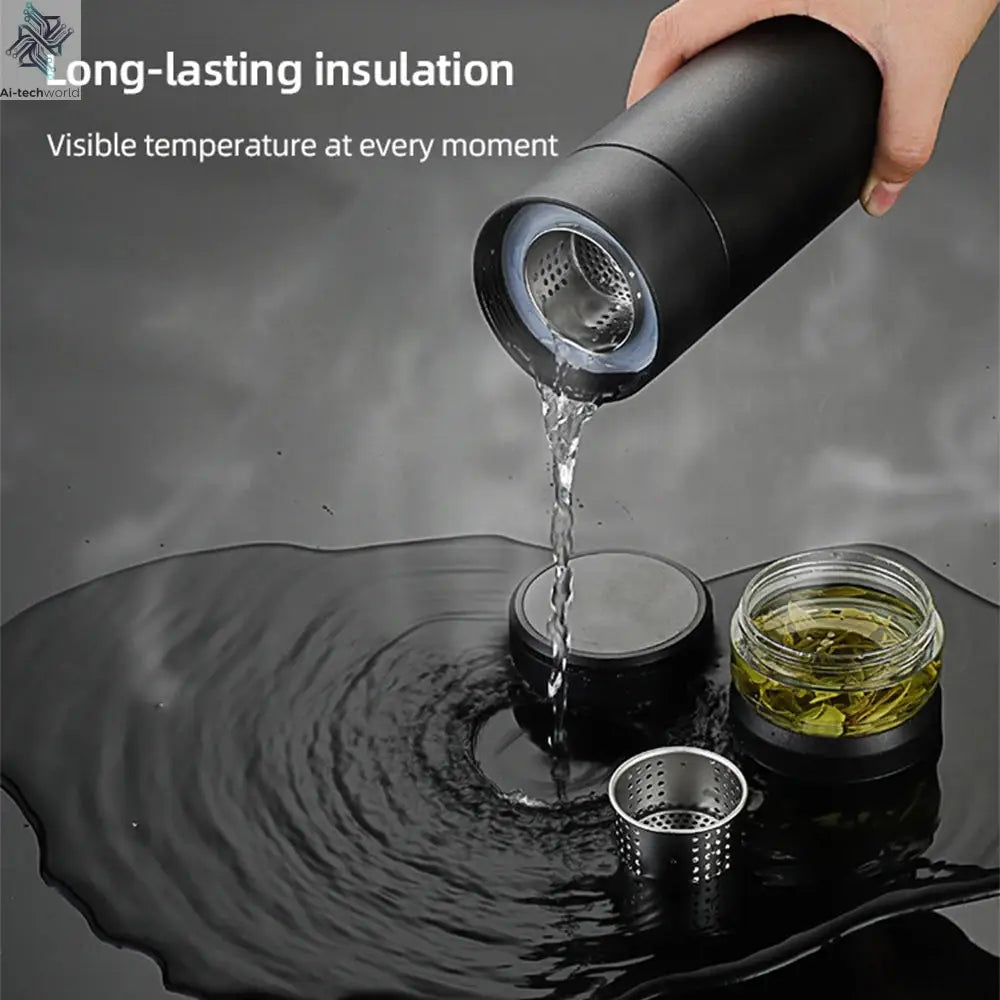 500ml Tea Infuser Vacuum Flask Stainless Steel Insulated Cup with Independent Tea Storage Handle Travel Mug Business Cup Gifts Ai-TechWorld 