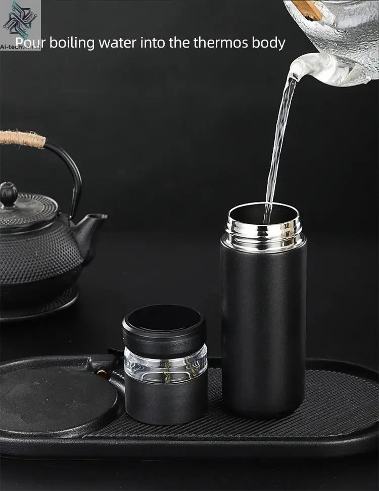500ml Tea Infuser Vacuum Flask Stainless Steel Insulated Cup with Independent Tea Storage Handle Travel Mug Business Cup Gifts Ai-TechWorld 