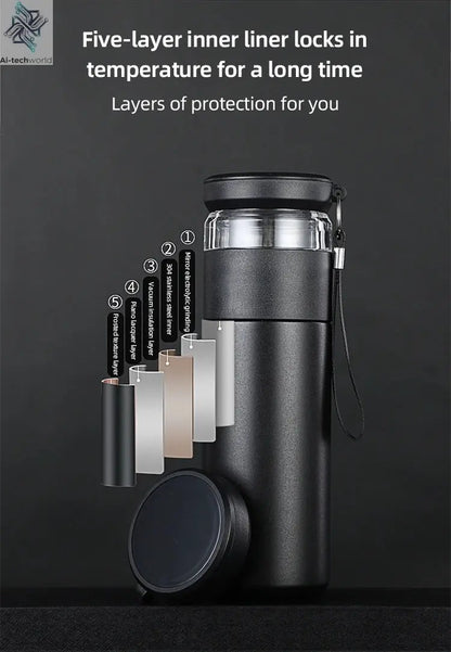 500ml Tea Infuser Vacuum Flask Stainless Steel Insulated Cup with Independent Tea Storage Handle Travel Mug Business Cup Gifts Ai-TechWorld 