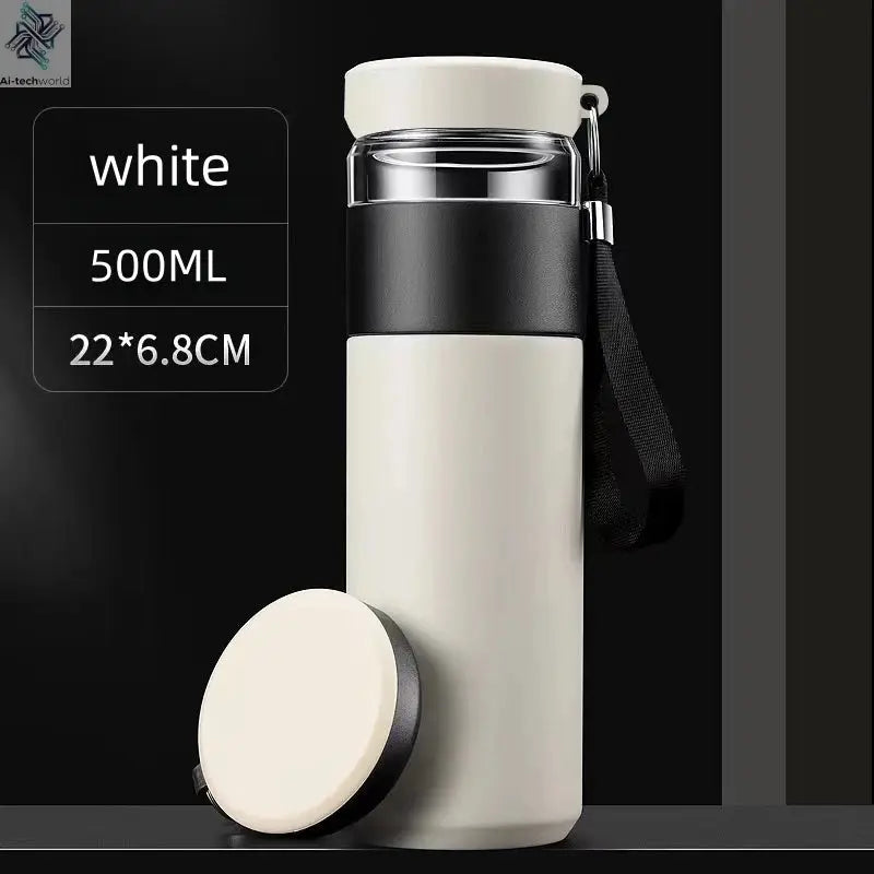 500ml Tea Infuser Vacuum Flask Stainless Steel Insulated Cup with Independent Tea Storage Handle Travel Mug Business Cup Gifts Ai-TechWorld 