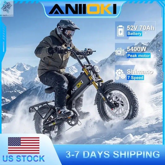 5400W Dual Motor Electric Bike 52V 70Ah 47mph Electric Bicycle ANIIOKI A8 Pro Max AWD Fat Tires 20"*4" E Bike Adult Ebike Ai-TechWorld 