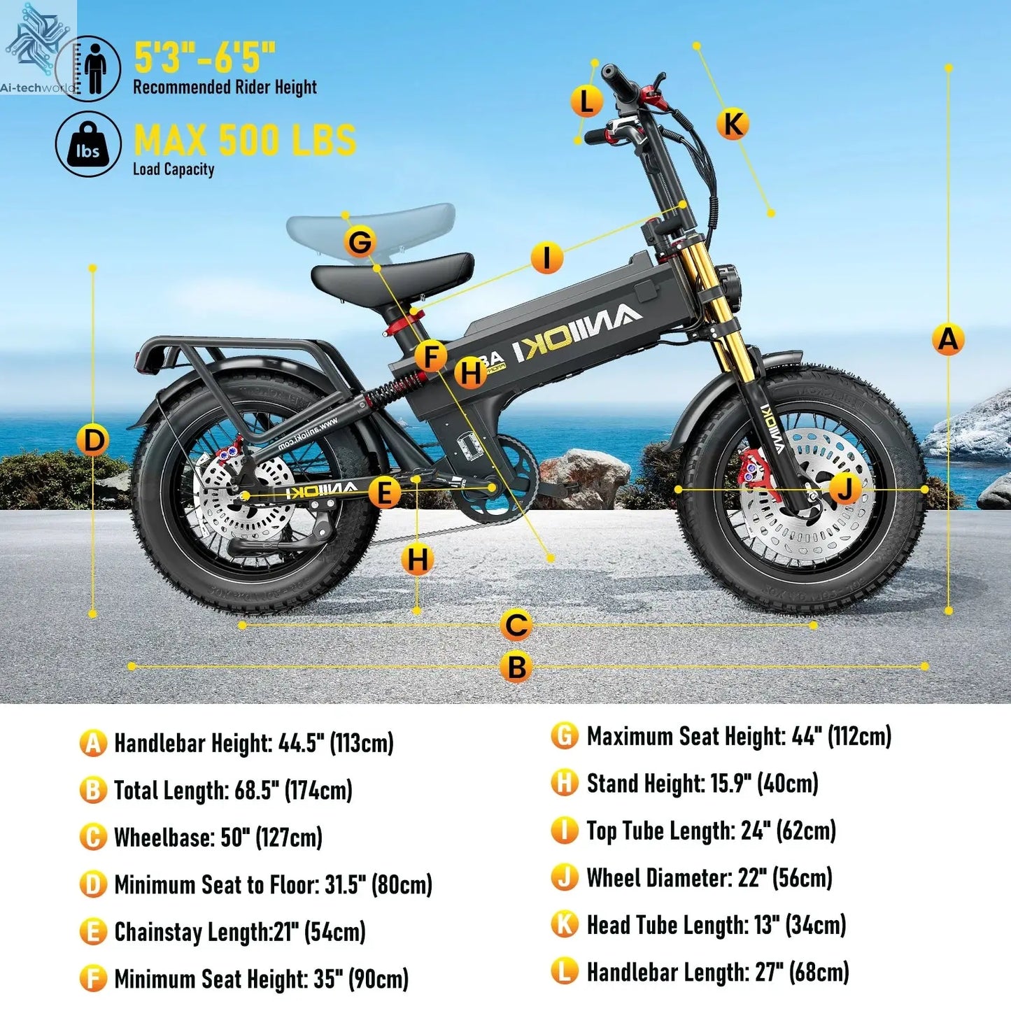 5400W Dual Motor Electric Bike 52V 70Ah 47mph Electric Bicycle ANIIOKI A8 Pro Max AWD Fat Tires 20"*4" E Bike Adult Ebike Ai-TechWorld 