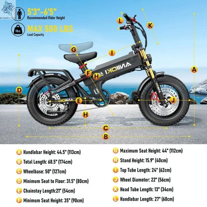 5400W Dual Motor Electric Bike 52V 70Ah 47mph Electric Bicycle ANIIOKI A8 Pro Max AWD Fat Tires 20"*4" E Bike Adult Ebike Ai-TechWorld 