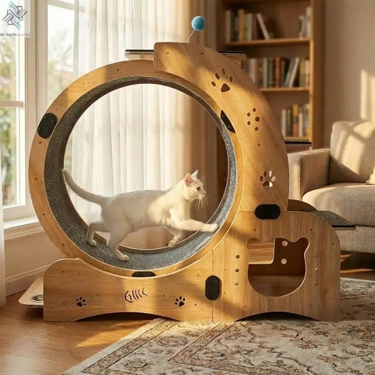 55-inch cat Wheel, 6-in-1 cat Wheels for Indoor Cats, Scratching Board, Detachable mat, Multi-Functional Indoor Pet /Training - Ai-TechWorld