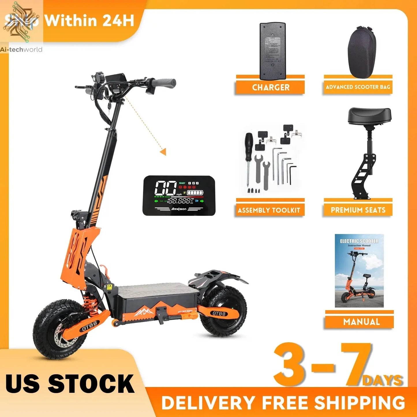 5600W Dual Motor Adult Electric Scooter - Foldable e - Scooter - Ai - TechWorld