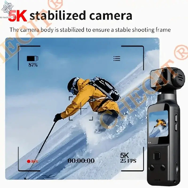 5K 4K WIFI Pocket Camcorder 1.3" Screen 270° Rotatable Mini sports Action Camera Anti-shake Cams EIS Portable Security Recorder Ai-TechWorld 