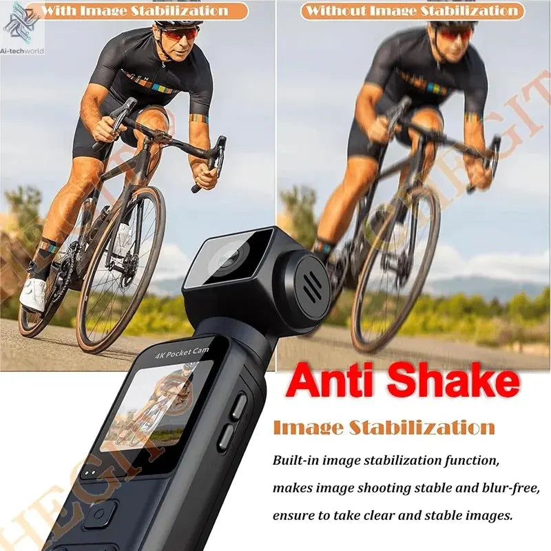 5K 4K WIFI Pocket Camcorder 1.3" Screen 270° Rotatable Mini sports Action Camera Anti-shake Cams EIS Portable Security Recorder Ai-TechWorld 