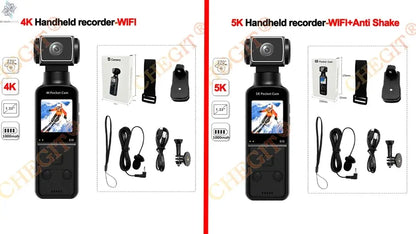5K 4K WIFI Pocket Camcorder 1.3" Screen 270° Rotatable Mini sports Action Camera Anti-shake Cams EIS Portable Security Recorder Ai-TechWorld 