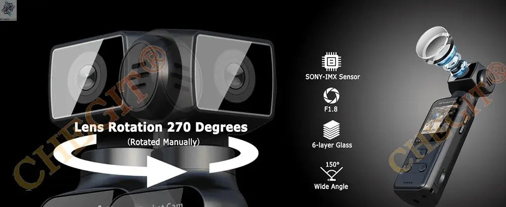 5K 4K WIFI Pocket Camcorder 1.3" Screen 270° Rotatable Mini sports Action Camera Anti-shake Cams EIS Portable Security Recorder Ai-TechWorld 