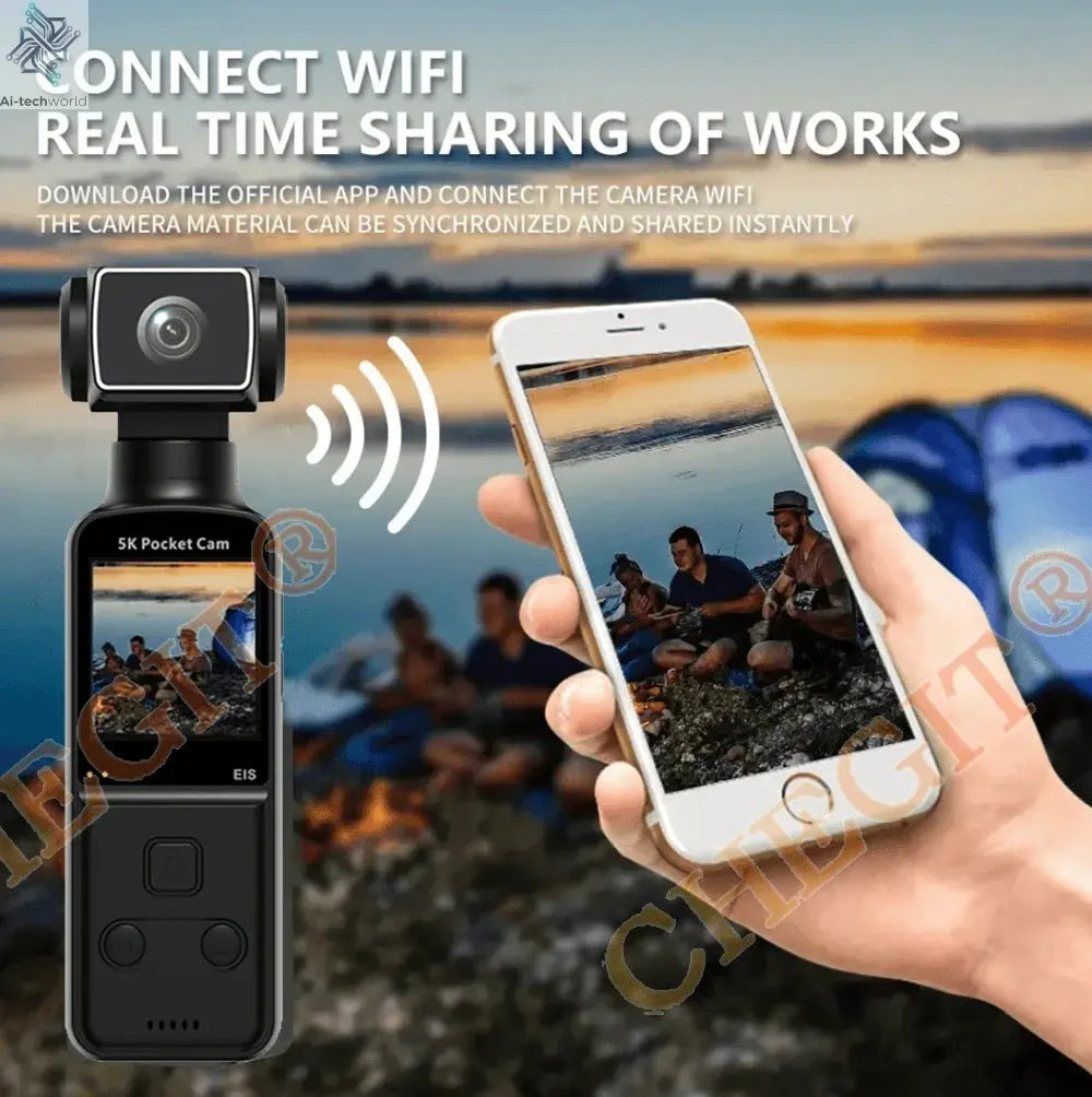 5K 4K WIFI Pocket Camcorder 1.3" Screen 270° Rotatable Mini sports Action Camera Anti-shake Cams EIS Portable Security Recorder Ai-TechWorld 