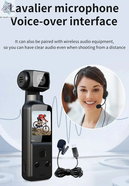 5K 4K WIFI Pocket Camcorder 1.3" Screen 270° Rotatable Mini sports Action Camera Anti-shake Cams EIS Portable Security Recorder Ai-TechWorld 