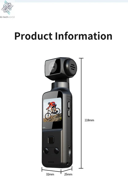 5K 4K WIFI Pocket Camcorder 1.3" Screen 270° Rotatable Mini sports Action Camera Anti-shake Cams EIS Portable Security Recorder Ai-TechWorld 