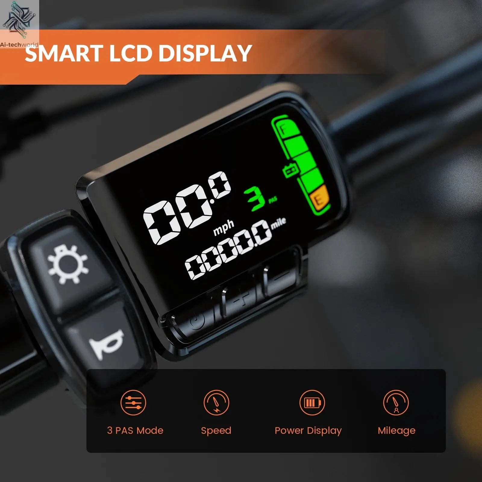 5TH WHEEL AB17 Electric Bike, 700W Peak Motor, 23 Mph Max Speed, Color LCD Display, Front Suspension (Gray) Ai-TechWorld 