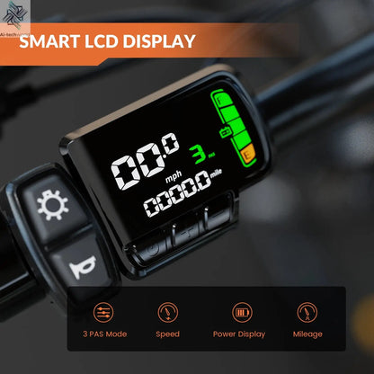 5TH WHEEL AB17 Electric Bike, 700W Peak Motor, 23 Mph Max Speed, Color LCD Display, Front Suspension (Gray) Ai-TechWorld 