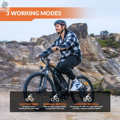 5TH WHEEL AB17 Electric Bike, 700W Peak Motor, 23 Mph Max Speed, Color LCD Display, Front Suspension (Gray) Ai-TechWorld 