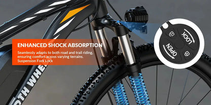 5TH WHEEL AB17 Electric Bike, 700W Peak Motor, 23 Mph Max Speed, Color LCD Display, Front Suspension (Gray) Ai-TechWorld 