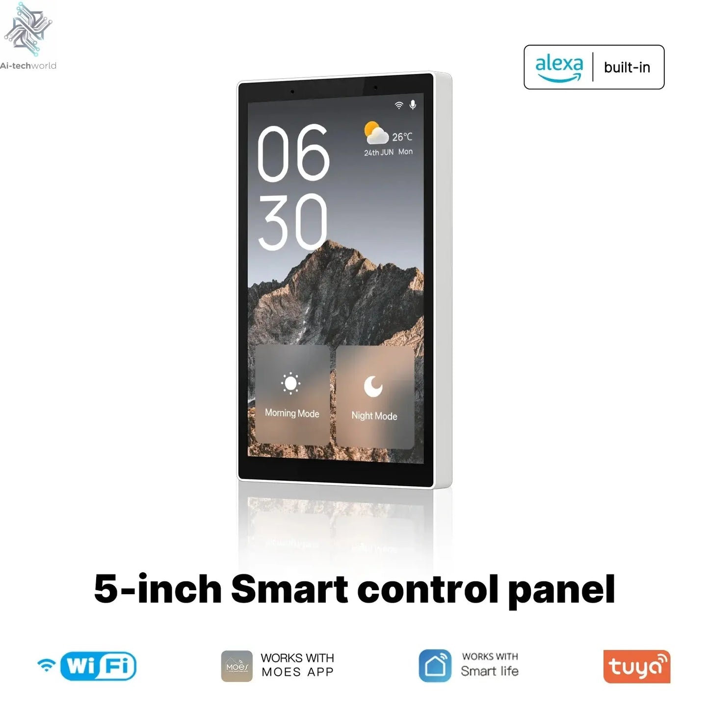 5" Touch Screen Alexa Gateway Control Panel - WiFi Smart, ZigBee, Voice & Scene Control Ai-TechWorld