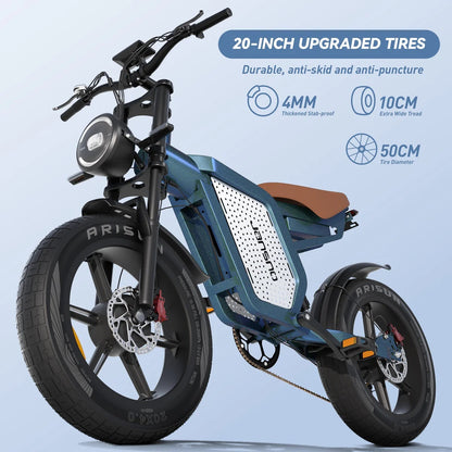 JANSNO X60 20" Fat Tires Electric Bikes 750W*2 Dual Motor 48V 23Ah Battery Ai-TechWorld 