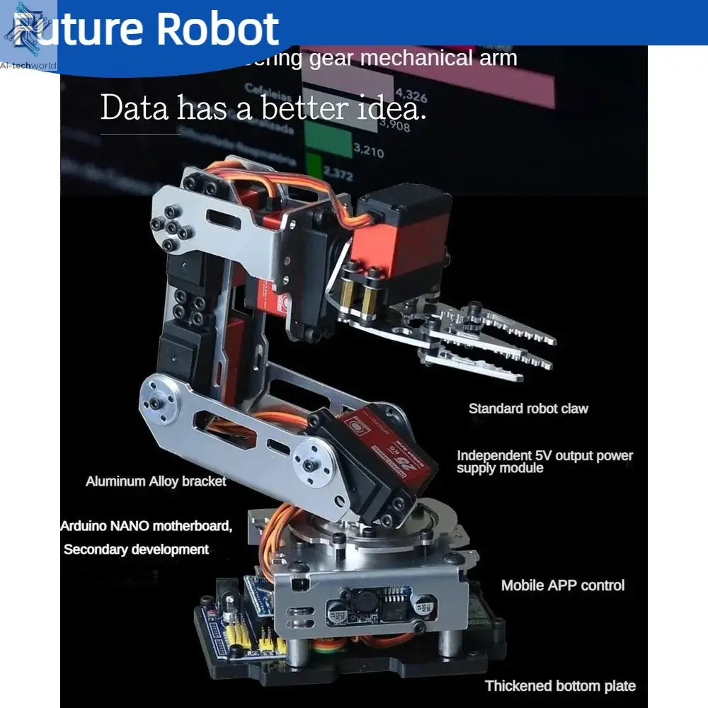 6 Dof Robot Arm Clamp Claw APP RC Control Metal Mechanical Robotics with Digital Servos for Arduino DIY Kit Programmable Robot Ai-TechWorld 