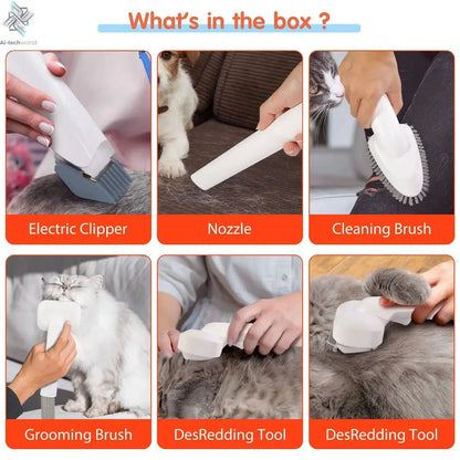 6 In 1 Dog Hair Vacuum & Cat Dog Grooming Kit Pet Grooming Vacuum with 2.5L Capacity Large Suction & Low Noise Pet Hair Cleaner Ai-TechWorld 