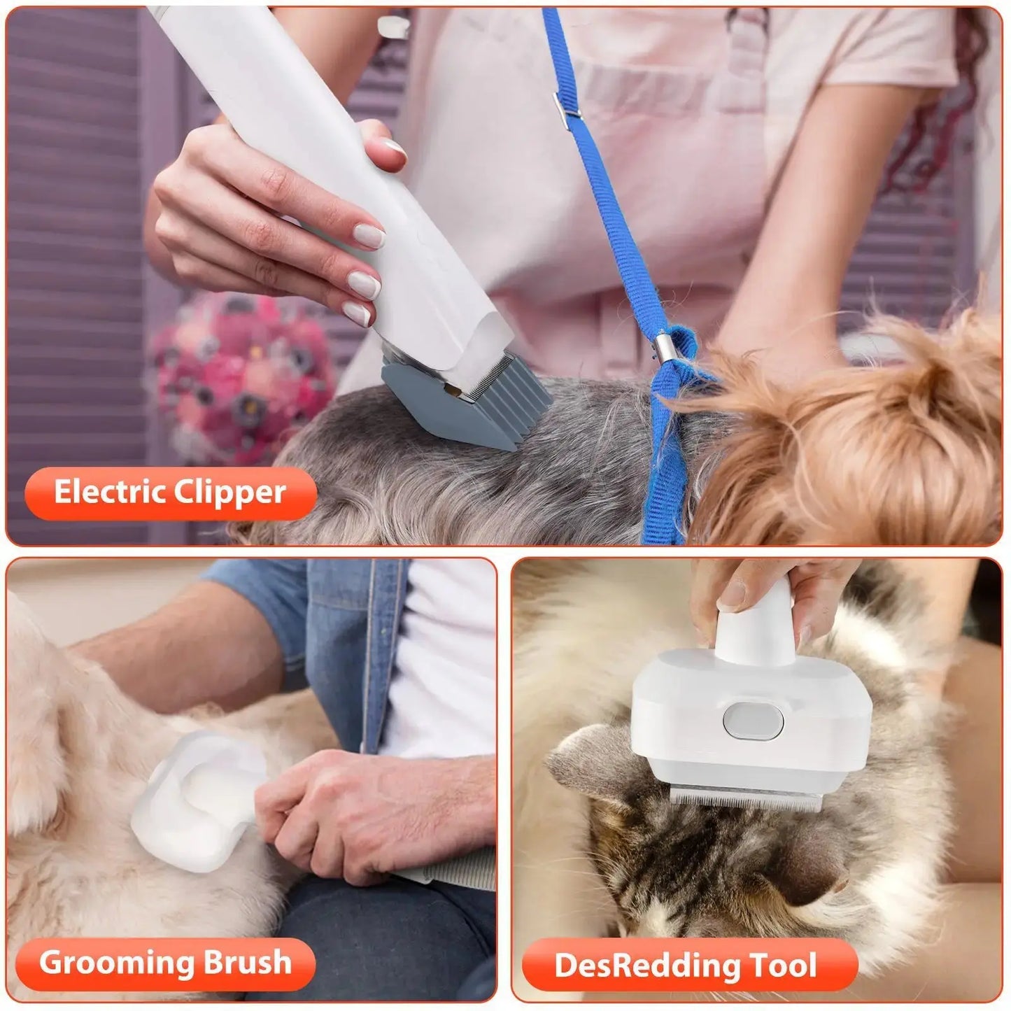 6 In 1 Dog Hair Vacuum & Cat Dog Grooming Kit Pet Grooming Vacuum with 2.5L Capacity Large Suction & Low Noise Pet Hair Cleaner Ai-TechWorld 