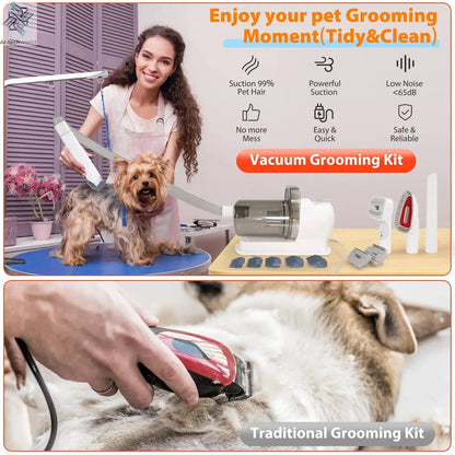6 In 1 Dog Hair Vacuum & Cat Dog Grooming Kit Pet Grooming Vacuum with 2.5L Capacity Large Suction & Low Noise Pet Hair Cleaner Ai-TechWorld 