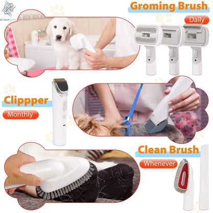 6 In 1 Dog Hair Vacuum & Cat Dog Grooming Kit Pet Grooming Vacuum with 2.5L Capacity Large Suction & Low Noise Pet Hair Cleaner Ai-TechWorld 