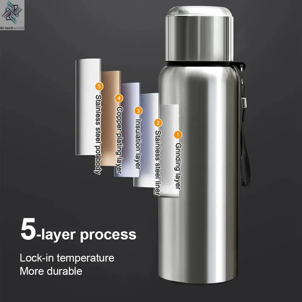 600-1500ml 316 Stainless Steel Thermos Bottle LED Temperature Display  Thermal Mug Vacuum Flask Water Bottle For Outdoor Camping Ai-TechWorld 