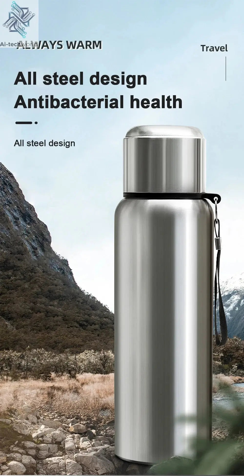 600-1500ml 316 Stainless Steel Thermos Bottle LED Temperature Display  Thermal Mug Vacuum Flask Water Bottle For Outdoor Camping Ai-TechWorld 