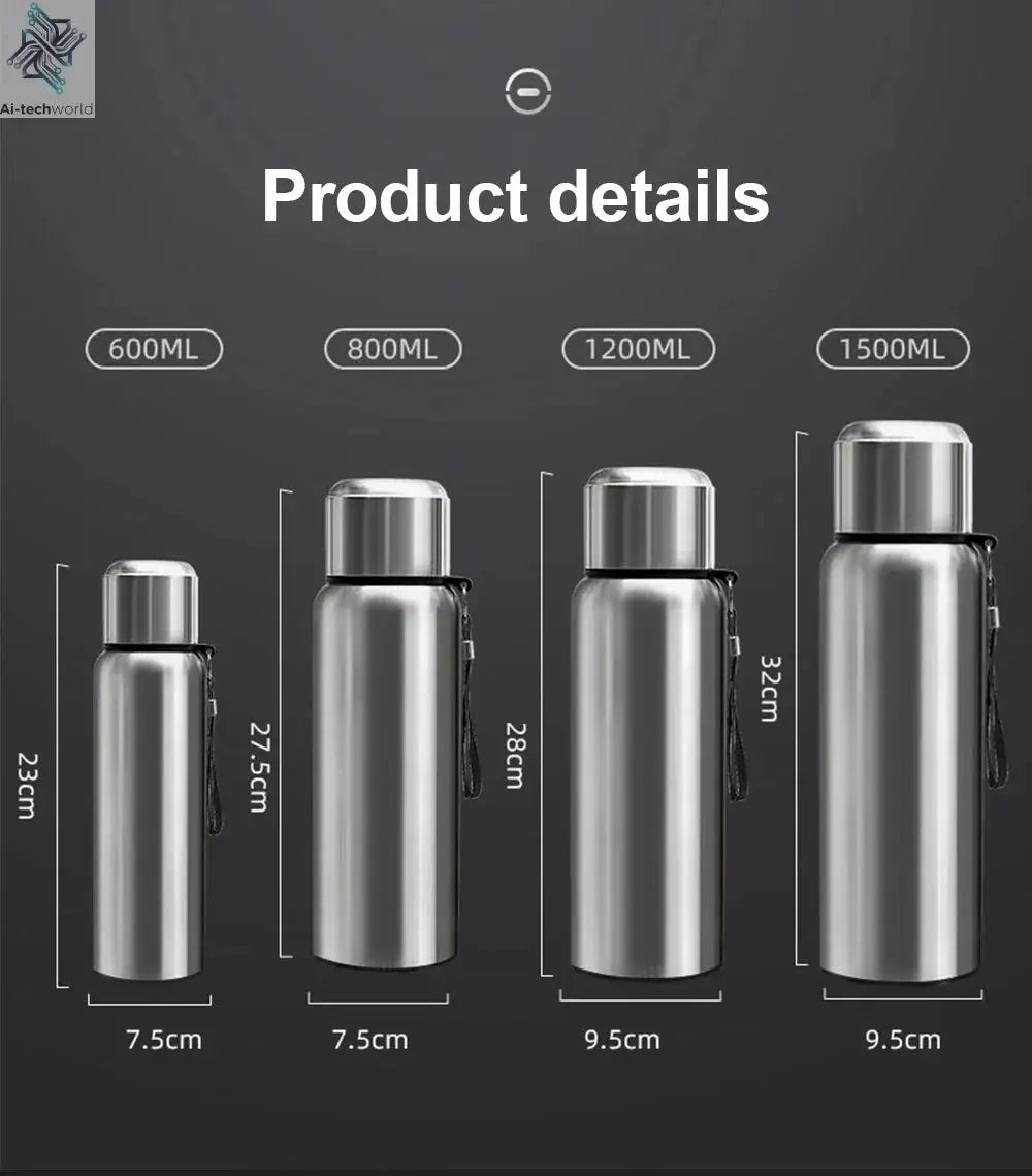600-1500ml 316 Stainless Steel Thermos Bottle LED Temperature Display  Thermal Mug Vacuum Flask Water Bottle For Outdoor Camping Ai-TechWorld 