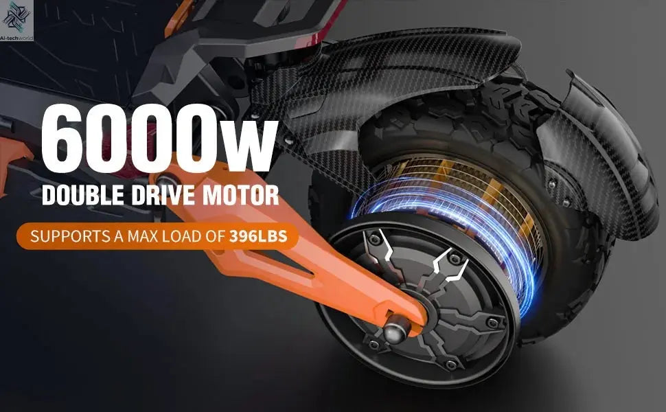 6000W Fast Electric Scooter for Adult,Daul Motor 50mph,60V 30Ah,11'' Off Road Tires,55miles Range,Sport Folding eScooter Ai-TechWorld 