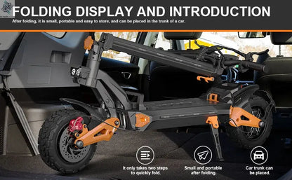 6000W Fast Electric Scooter for Adult,Daul Motor 50mph,60V 30Ah,11'' Off Road Tires,55miles Range,Sport Folding eScooter Ai-TechWorld 