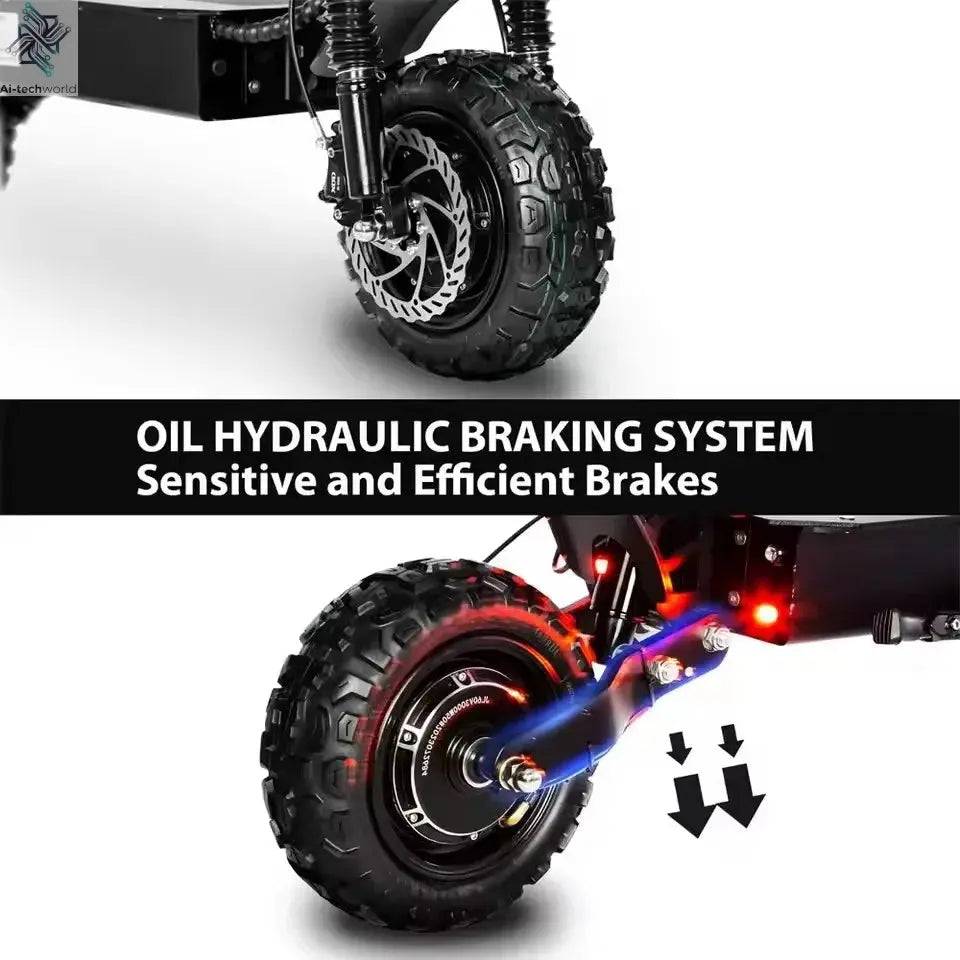 6000W High Power Adult Electric Scooter  Off-Road Commute Foldable 60V 38Ah Large Battery 60 Miles Range 50 Mph Fast E-Scooter Ai-TechWorld 
