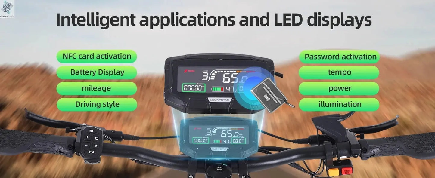 6000W High Power Adult Electric Scooter  Off-Road Commute Foldable 60V 38Ah Large Battery 60 Miles Range 50 Mph Fast E-Scooter Ai-TechWorld 