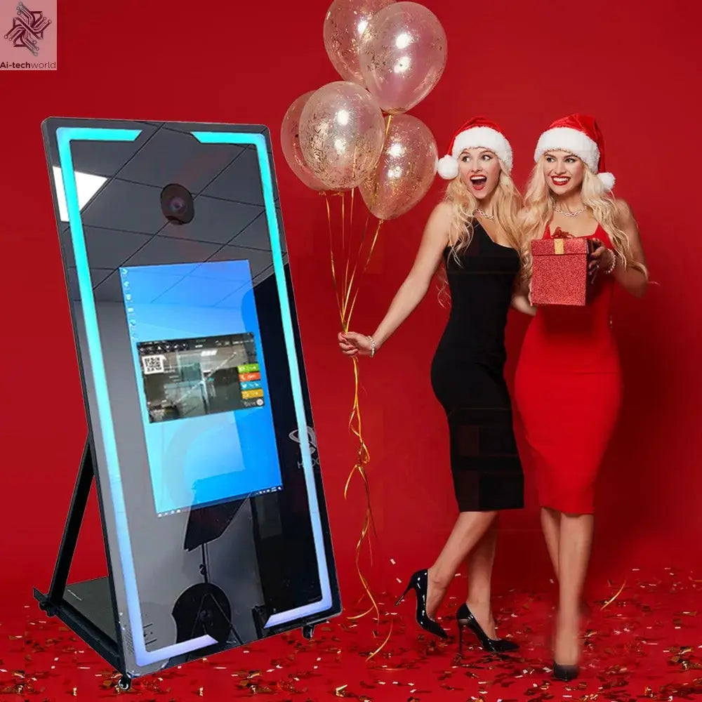 65 inch Magic Mirror Photo Booth 32in Touch Screen Built-in Mini PC Portable Mirror Photo Booth Selfie Machine for Partys Events - Ai-TechWorld