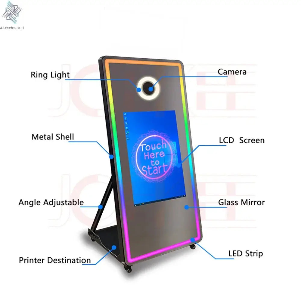 65 inch Magic Mirror Photo Booth 32in Touch Screen Built-in Mini PC Portable Mirror Photo Booth Selfie Machine for Partys Events - Ai-TechWorld
