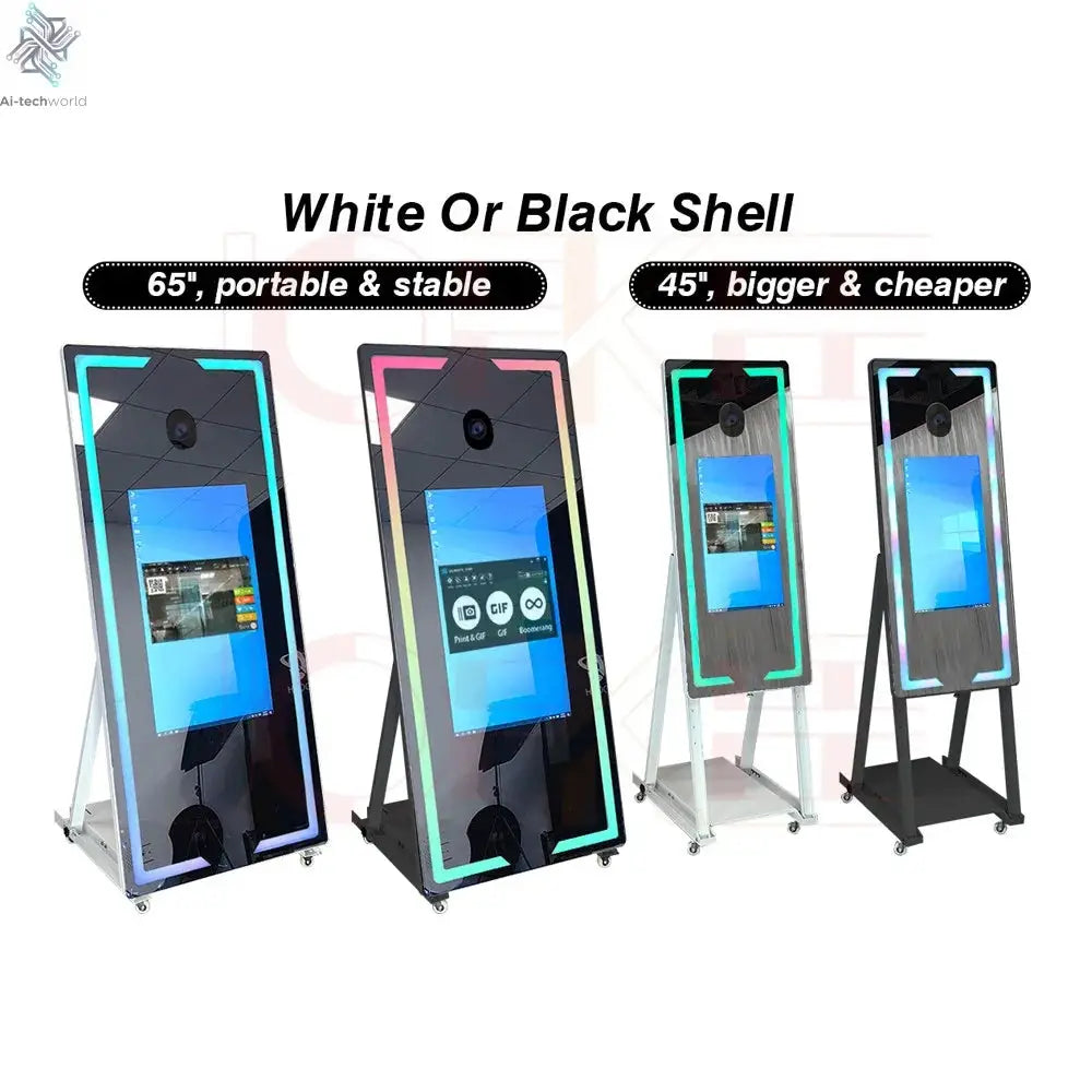65 inch Magic Mirror Photo Booth 32in Touch Screen Built-in Mini PC Portable Mirror Photo Booth Selfie Machine for Partys Events - Ai-TechWorld
